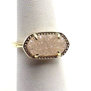 Gold Kendra Scott Style White Druzy Oval Ring